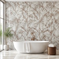 Panneau mural en PVC UV en marbre rouge crème Breccia, imperméable, revêtement décoratif intérieur