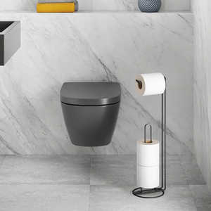 Soporte de papel higiénico de metal premium-Soporte de pie independiente, organizador de baño moderno, diseño que ahorra espacio, resistente a la oxidación - Product Image 3