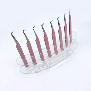 Pinces à épiler professionnelles en acier inoxydable RMI pour les sourcils et les extensions de cils, différentes couleurs avec pointe inclinée, étiquette privée - Product Image 4