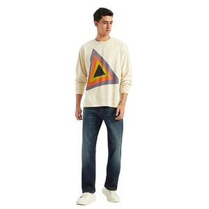 Comprar ahora Camiseta de algodón de moda para hombre de manga larga con cuello redondo Regular Fit Bold Graphic Triangle Print Streetwear estilo camiseta para hombre - Product Image 3