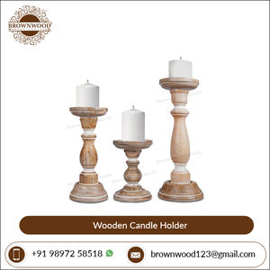 Proveedor líder Diseño personalizado Mango Madera Portavelas Ser de 3 Boda Decorativo Madera Hecho a mano Portavelas Soporte Set - Product Image 6