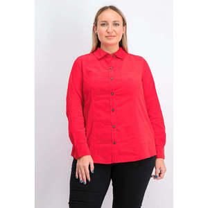 Camicia in Velluto a Coste Rossa da Donna Charter Club con Logo Ricamato Stile Vintage Retrò Taglie XL e 2XL per Primavera e Autunno - Product Image 1