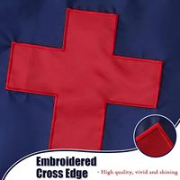 Bandera Cristiana de 4x6 pies, Portátil, Plegable, con Asta de Aluminio, Bordada, de Poliéster Impermeable, Resistente para Exteriores
