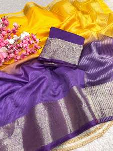 Sari en soie Kota au design exclusif et élégant avec chemisier raffiné, tenue ethnique tendance et chic pour femme, idéal pour les fêtes. - Product Image 3