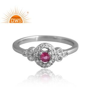 Increíble diseño plata esterlina Chapado en paladio Topacio rosa y topacio blanco anillo de piedras preciosas diseño personalizado proveedor de joyería - Product Image 3