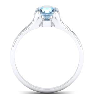 แหวนพลอยอะความารีนทรงกลม REYES Elegance น้ำหนัก 0.84 กะรัต ตัวเรือนเงินแท้ 925 ประดับด้วยมอยส์ซาไนต์ VVS เครื่องประดับอันละเอียดอ่อนสำหรับผู้หญิง - Product Image 4