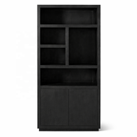 Vitrine en bois massif Mimosa, faite à la main, écologique, durable, grande capacité, gain de place, noire |   Salon Moderne pour le Commerce de Détail
