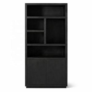 Vitrine en bois massif Mimosa, faite à la main, écologique, durable, grande capacité, gain de place, noire |   Salon Moderne pour le Commerce de Détail - Product Image 1