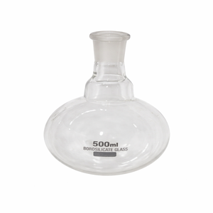 Frasco de Vidrio Borosilicato de 500 ml, Fondo Redondo, Cuello Único, Pared Gruesa con Junta Esmerilada de 24/29 mm para Uso en Laboratorio - Product Image 1