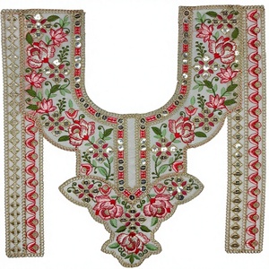 Quality embroidered neckpatch traditional multicolor neckline patch for kurti salwar kameez garment supplier - Product Image 1