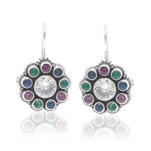 925สเตอริ่งเงินธรรมชาติหลายอัญมณีต่างหูทำด้วยมือเครื่องประดับแฟชั่นของขวัญสำหรับผู้หญิง - Product Image 2