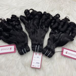 มัดผมมนุษย์ธรรมชาติแบบไม่ผ่านกระบวนการผมแท้เครื่องเรมี่มีคลิปหนีบผมคู่ - Product Image 2