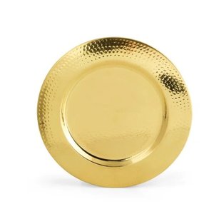 Assiette de service ronde en métal de luxe moderne, couleur or, faite à la main, vaisselle et assiettes pour la décoration de la table à manger - Product Image 5