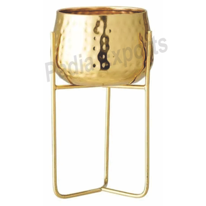 Pot de fleurs martelé avec support en acier inoxydable pour le jardin et la maison - Product Image 1