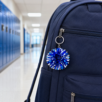 Vente en gros de mini porte-clés pompon de cheerleading métalliques pour équipes sportives et cadeaux scolaires