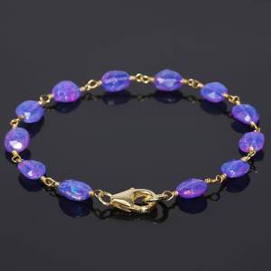 Bracelet à breloques en argent sterling avec opale de feu lavande avec conception de luxe délicate de pierres précieuses pour cadeau d'anniversaire et de mariage pour femme - Product Image 2