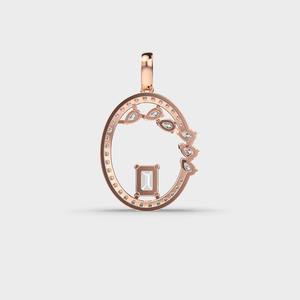 Colgante de Diamante Ovalado con Corte Esmeralda en Oro Blanco/Rosa de 9K - Product Image 4