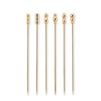 Piques à cocktail en forme de boule très vendues, en acier inoxydable doré, agitateurs à boissons, bâtonnets à mélanger, brochettes réutilisables pour garnitures, cure-dents pour apéritifs