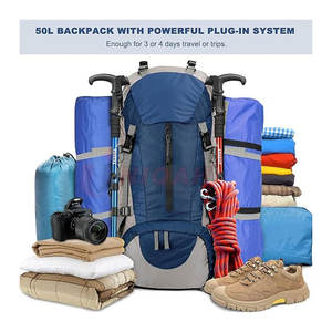 Sac à dos de randonnée 50l sac étanche Camping Essentials avec housse de pluie 45 + 5 litres sac à dos léger - Product Image 2