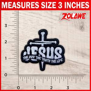 Patch Jesus The Way Truth Life, 3 pouces à coudre sur du fer sur des patchs de broderie croisée pour vêtements sacs à dos de pakistann - Product Image 5