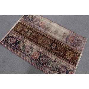 Alfombra Turca Vintage de 2.7x3.8 pies, Alfombra Pequeña, Alfombra Azul Marroquí - Product Image 3