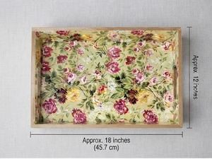 Plateau rectangulaire en bois avec motif floral émaillé coloré, écologique, motif traditionnel pour mariage et Diwali, vase de table - Product Image 3
