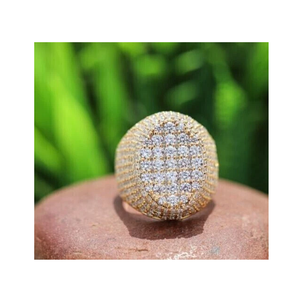 แหวนแต่งงานคลัสเตอร์เพชรจำลองแบบทรงกลมตัดเป็น3.00Ct สีเหลืองทอง14K แหวนเพชรโมอิสซาไนท์ที่มีคุณภาพสูง - Product Image 1
