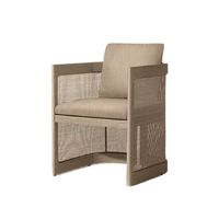 Chaise de salle à manger d'extérieur moderne en teck avec coussin rembourré, structure en bois massif, pieds coniques - Durable pour l'hôtellerie et le jardin