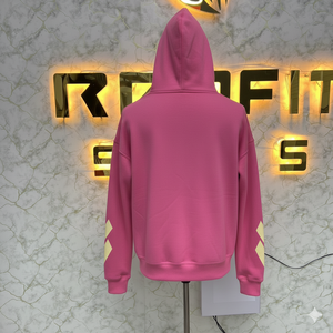 Sudadera con capucha Hustler rosa unisex, estilo urbano, oversize, de algodón French Terry, con bolsillo frontal y logo, ideal para otoño. - Product Image 6