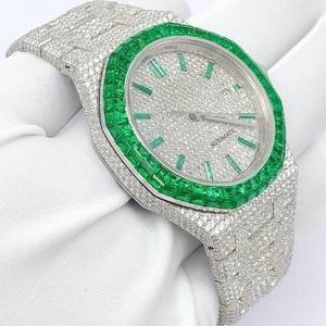 Nueva Llegada Verde Baguette Color VVS Moissanite Mecánico Automático Iced Out Diamond Reloj de Pulsera Hip Hop Moda Mayorista - Product Image 4