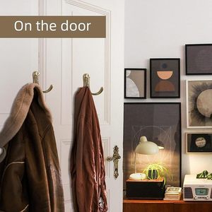 Heavy-Duty Double Prong Coat <b>Rack</b> Wood Scarf Hooks <b>Rails</b> Home Organisation Wall Mounted Living Room Bathroom Kitchen Door Use - Product Image 4