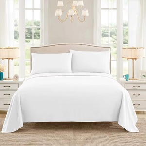 Meilleur Prix Nouvelle Arrivée 100% Coton Ensemble de Drap de Lit d'Hôtel Blanc Résistant Plat King Size pour Adultes avec 400TC - Product Image 2