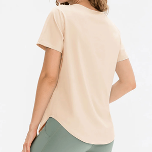 T-shirt pour femme personnalisé, léger, respirant, à séchage rapide, à manches courtes, en tissu tricoté en coton, pour le fitness et le streetwear - Product Image 2