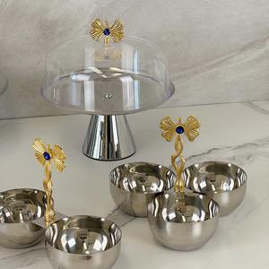 Bol décoratif en acier inoxydable au design de luxe, pièce maîtresse de table élégante pour la maison, la cuisine, la salle à manger et le salon, affichage moderne - Product Image 2