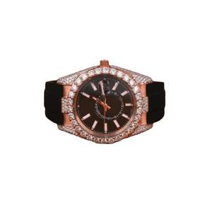 Reloj Elegante de Hip Hop con Diamantes de Moissanita para Hombre, Correa de Cuero, Resistente al Agua, Esfera de Cristal Analógica - Product Image 1
