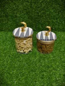 2026 Customized New Handmade Resin Jar Mother Pearl Transparent Tabletop Container <b>Cover</b> for Fruit Storage <b>Table</b> Decoration - Product Image 6