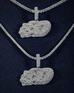 Pendentif lettre en argent 925 plaqué rhodium bicolore or rose de luxe style hip-hop personnalisé pour homme avec moissanite - Product Image 2