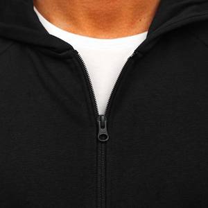 Sudadera con capucha y cremallera para hombre, invierno 2023, negra, forro polar, poliéster/algodón ecológico, para gimnasio, venta al por mayor - Product Image 5