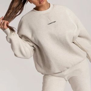 Sudaderas con capucha de cuello en V de gran tamaño de lana personalizada para mujer, ropa de calle de alta calidad, jersey liso con hombros caídos, sudadera con capucha para mujer - Product Image 3
