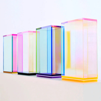 Rectangle irisé acrylique boîte taille personnalisée arc-en-ciel acrylique boîte salle de bain cuisine cosmétiques personnalisé stockage acrylique boîte