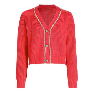 Cárdigan Estilo Europeo para Mujer, Suéter Holgado con Cuello en V y Botones para Otoño e Invierno, Ideal para Colegio - Product Image 2