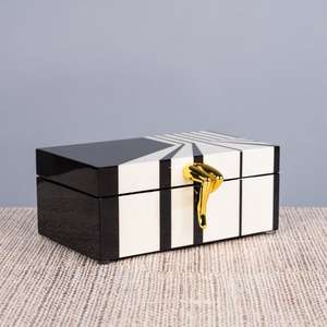 Caja de almacenamiento de madera pequeña en blanco y negro, superventas, regalos y artesanías, cajas de madera, carteles de pared hechos en la India - Product Image 1