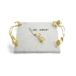 Bandeja decorativa de lujo Bandeja de servicio redonda de acero inoxidable de calidad de lujo con mango de diseñador para suministros de accesorios de hotel en casa - Product Image 5