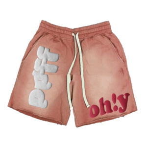 กางเกงขาสั้นผ้าฝ้ายพิมพ์ลายเหงื่อสำหรับผู้ชายผ้าซักแบบวินเทจซีดจางพร้อมลายปักโลโก้ตามต้องการ - Product Image 2