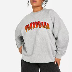 Ropa de Moda para Mujer, Estilo Urbano Americano, Suéter con Estampado Personalizado por Transferencia de Calor, Camiseta Holgada sin Capucha con Patrón Sólido - Product Image 5