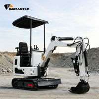 Mini-excavatrice diesel de 1 tonne prête à être expédiée, certifiée CE EPA, petite micro-excavatrice de jardin, excavatrice sur chenilles avec cabine