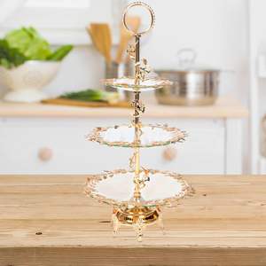 Plateau de service en métal moderne et raffiné avec dessus en cristal, passe au lave-vaisselle, idéal pour les friandises sucrées, les fruits, les pâtisseries, les fêtes - Product Image 3