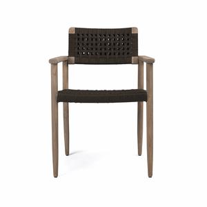 Silla de comedor moderna hecha de marco de madera maciza de teca con cuerda tejida en el asiento y el respaldo para uso en interiores y exteriores - Product Image 2