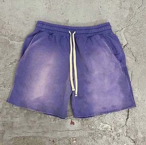 Pantalones cortos deportivos para hombre, ropa informal lavada de peso pesado, estilo informal, para correr, para correr, pantalones cortos vintage desgastados lavados con ácido para hombre - Product Image 5