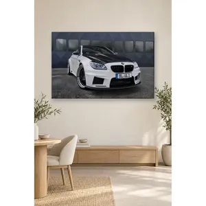 Fida White Widebody BMW M6 with Black Hood <b>Canvas</b> Print - Product Image 2